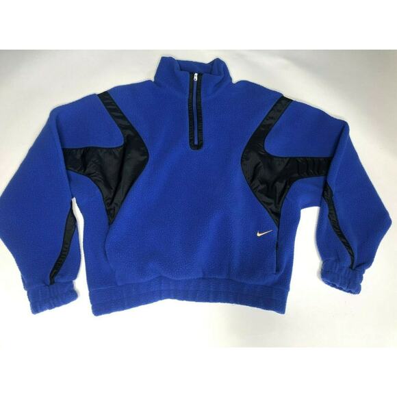 Nike Women's 1/4 Zip Fleece Pullover Blue/Black CU7068-430 Size M NWT📦 - Picture 1 of 12